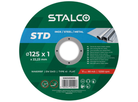 Tarcza do cięcia metalu - płaska 125 x 1.0 x 22.23 mm STALCO STD
