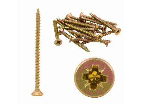 Wkręt hartowany do drewna łeb stożkowy z gniazdem PZ pełny gwint Ocynk.